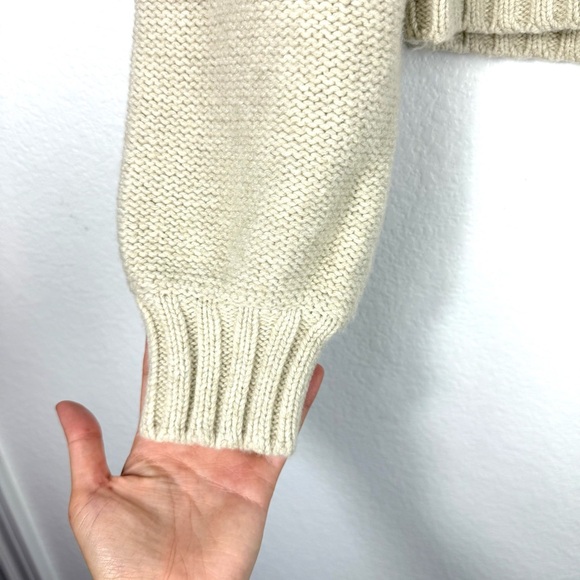 LoveShackFancy Cream Knit Women's Sweater cropped Frankel cardigan size L - Picture 4 of 8